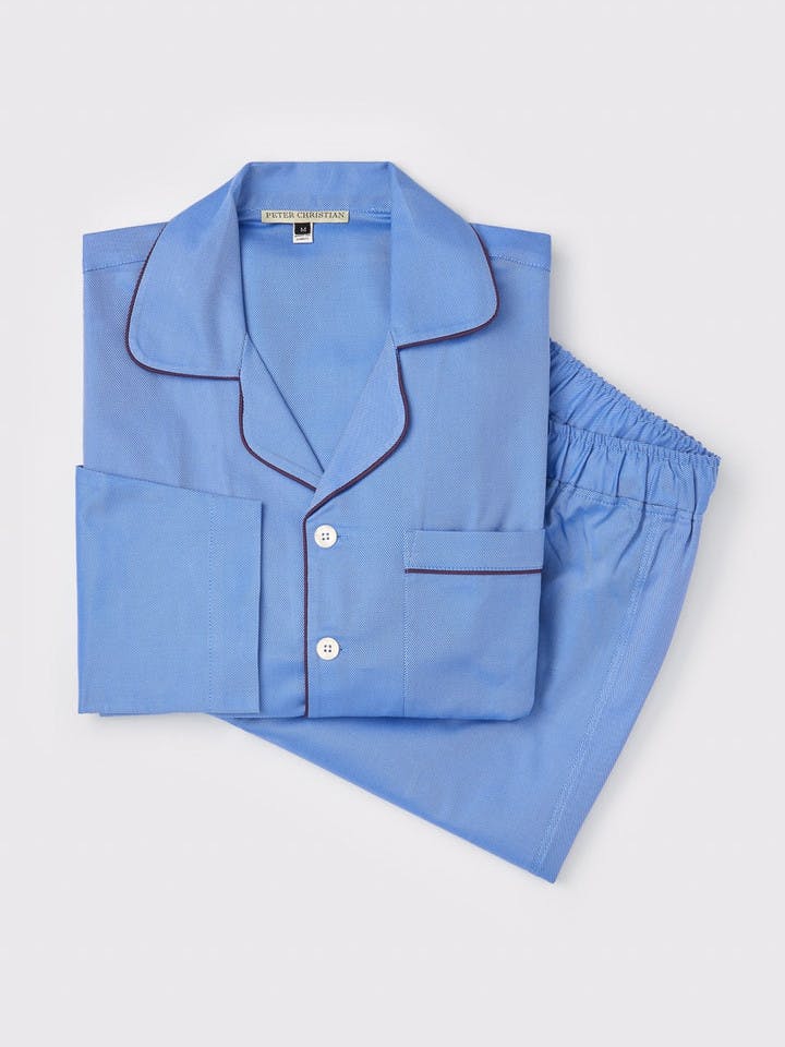 Men's Blue Cotton Twill Pyjamas