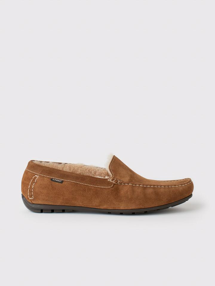 Loake Tan Shearling Suede Slipper