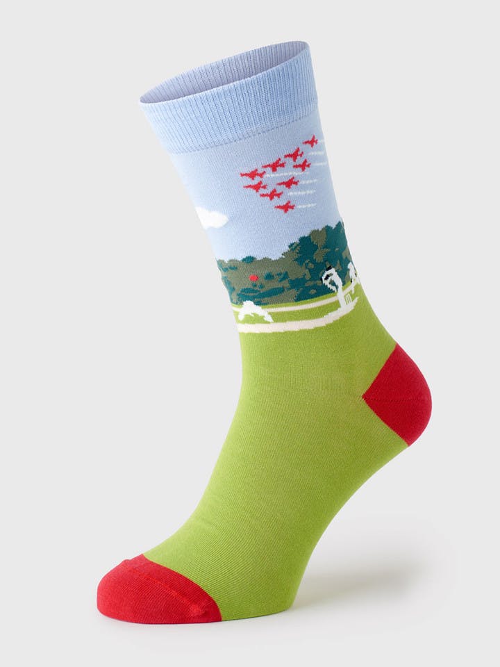 Men's Cotton Cricket Scene Red Arrows Socks