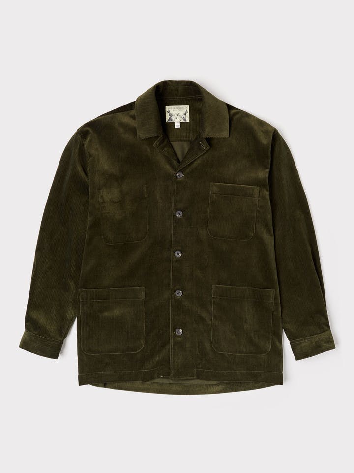 Men's Green Corduroy Chore Jacket on Model