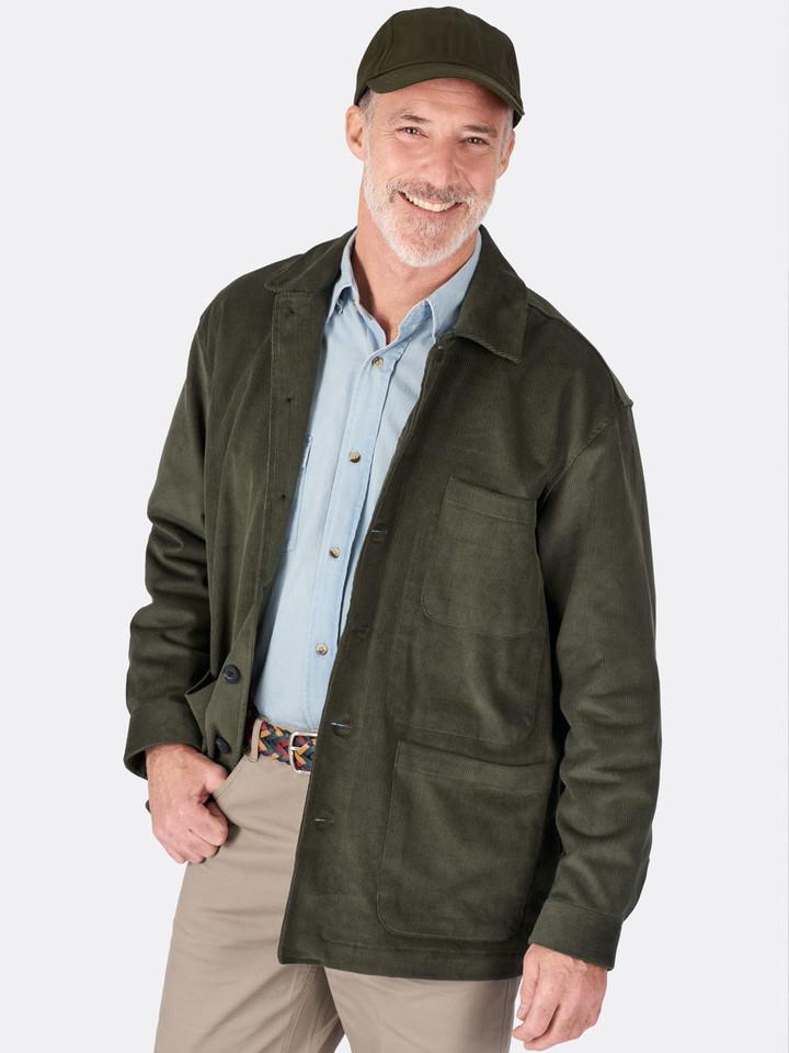 Men's Green Corduroy Chore Jacket on Model