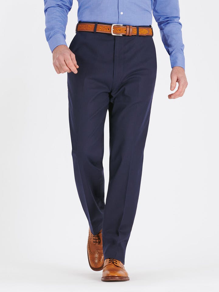 Men's Navy Blue Linen and Cotton Suit Trousers