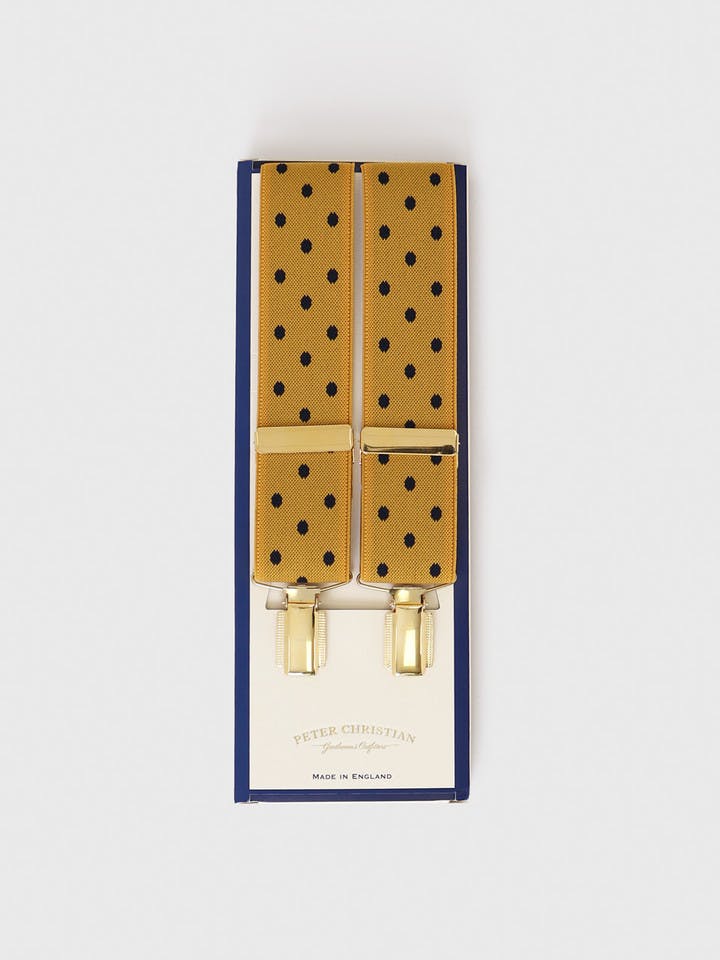 Men's Gold & Navy Spotty Elasticated Braces