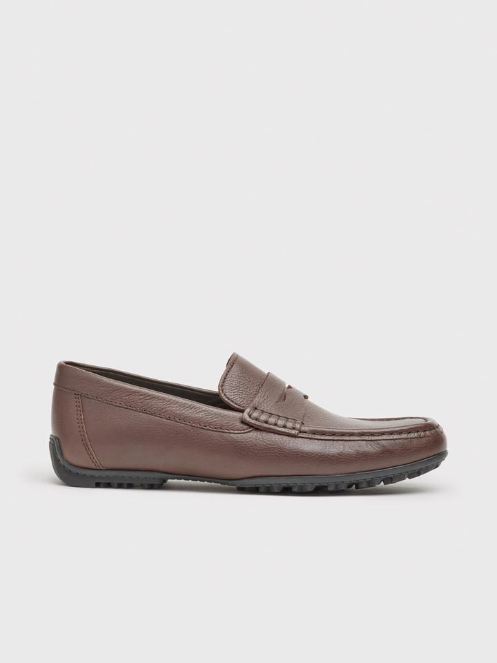 Men's Brown Geox Plus-Grip Leather Loafers