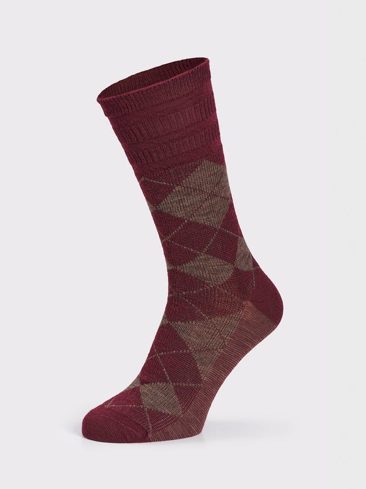 Men's Burgundy HJ Softop® Argyle Wool Rich Socks