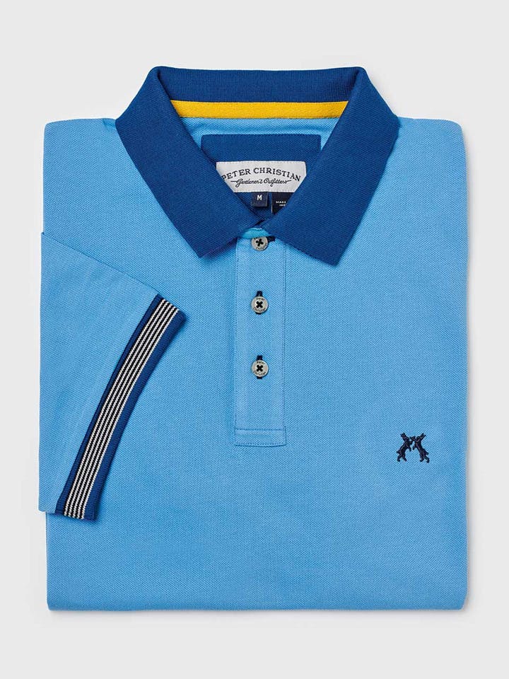 Men's Sky Blue Pique Polo Shirt