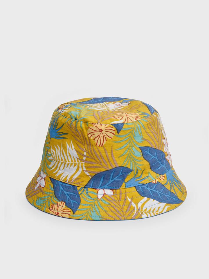 Men's Yellow Leaf Cotton Reversible Bucket Hat