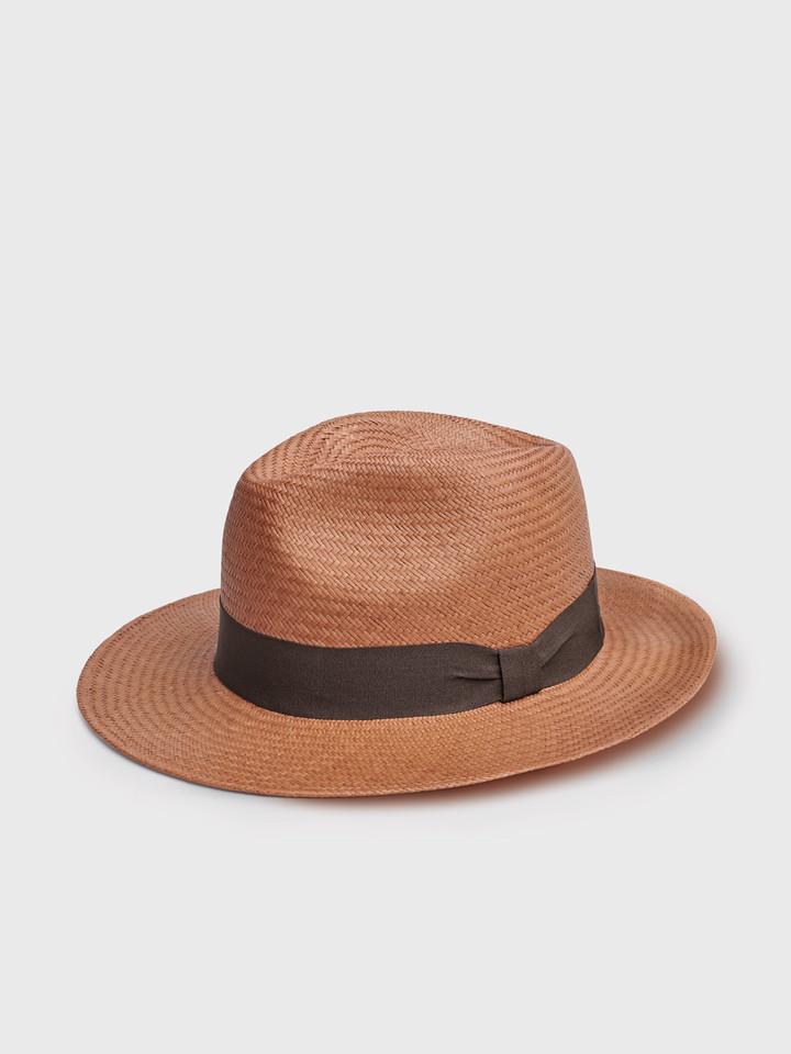 Men's Tobacco Brown Paja Toquilla straw Fedora Panama