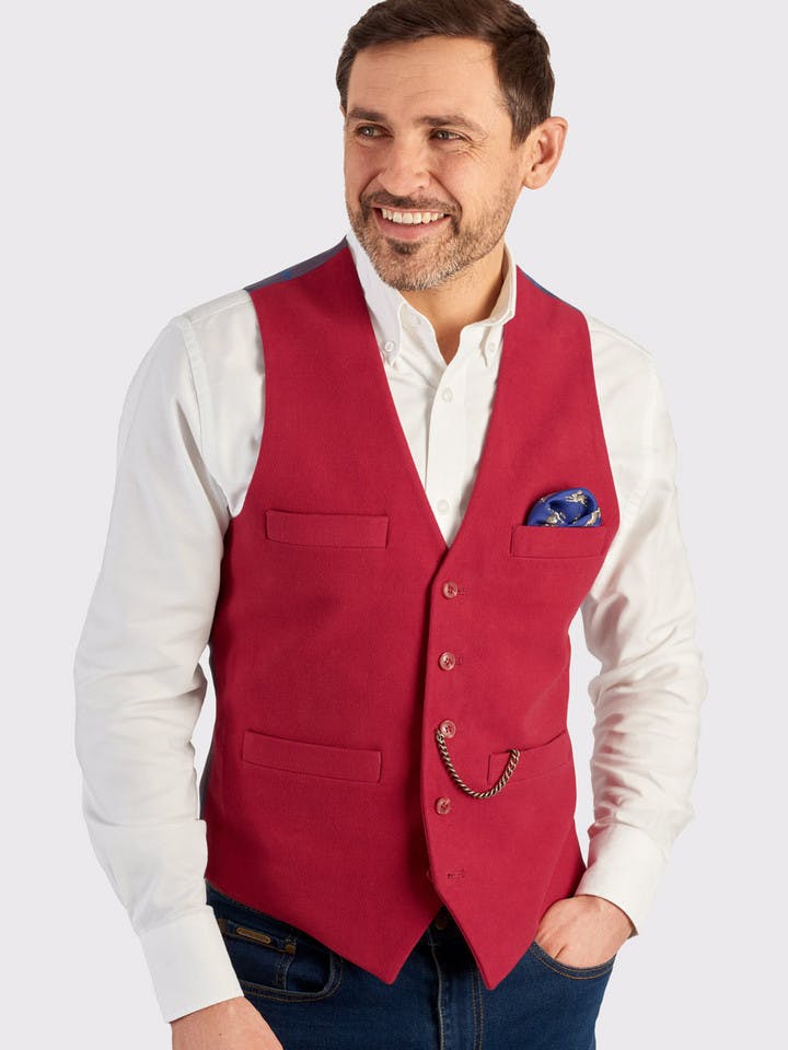 Moleskin Waistcoat Red Model