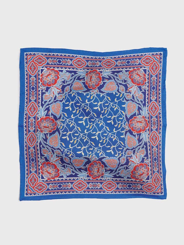 Men's Blue Floral Pocket Square