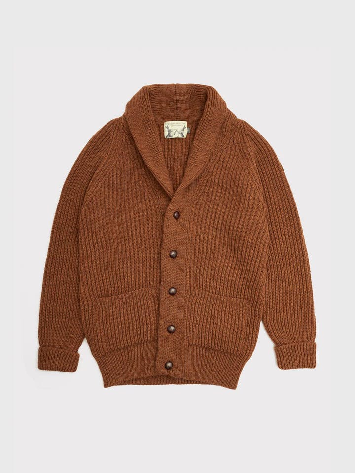 Men's Cinnamon Shawl Neck Cardigan