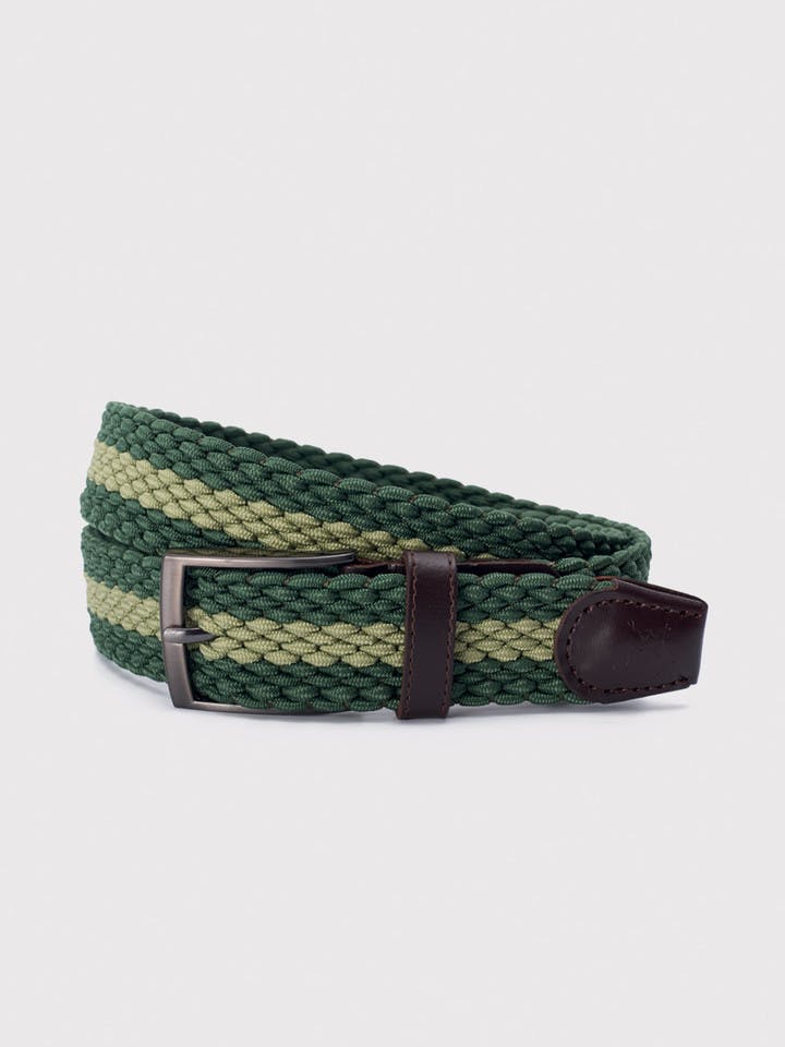 Men's Green Stripe Woven Elastic Belt