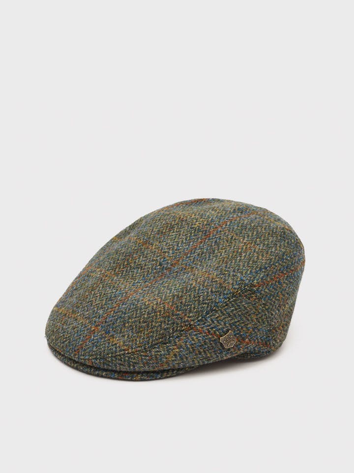 Moss Harris Tweed Flat Top Cap