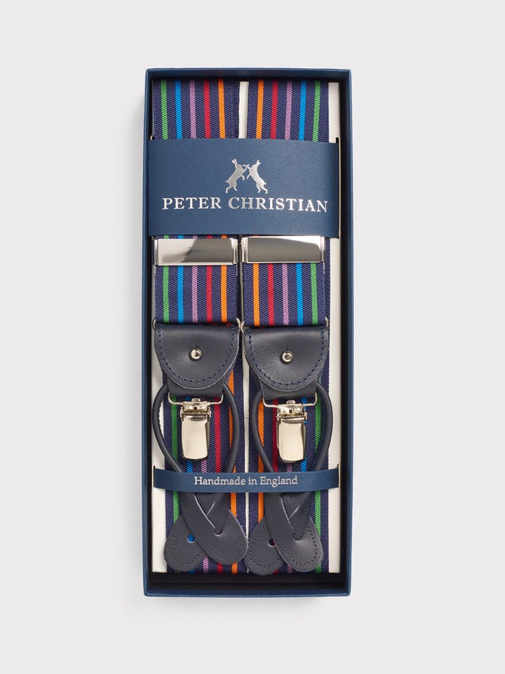 Men's Multicoloured Stripe Braces In Gift Box