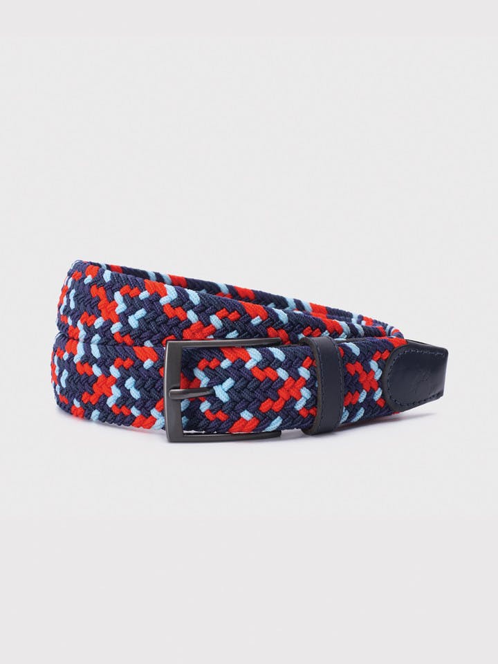 Blue and Red Woven Elasticated Belt