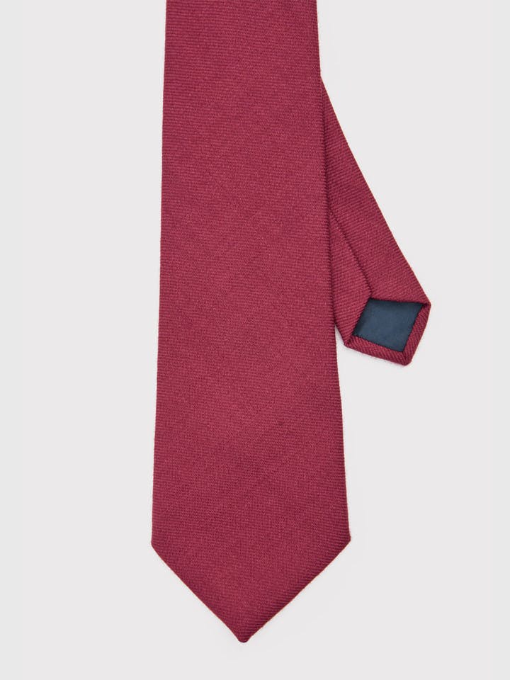 Wine Woven Wool Tie Flat