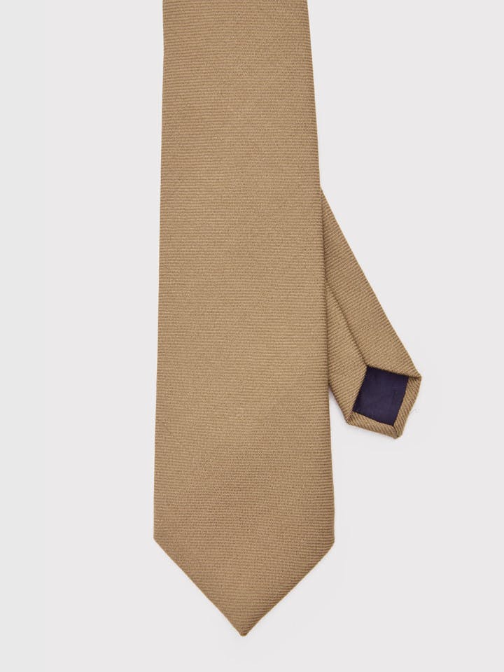 Toffee Woven Wool Tie Flat