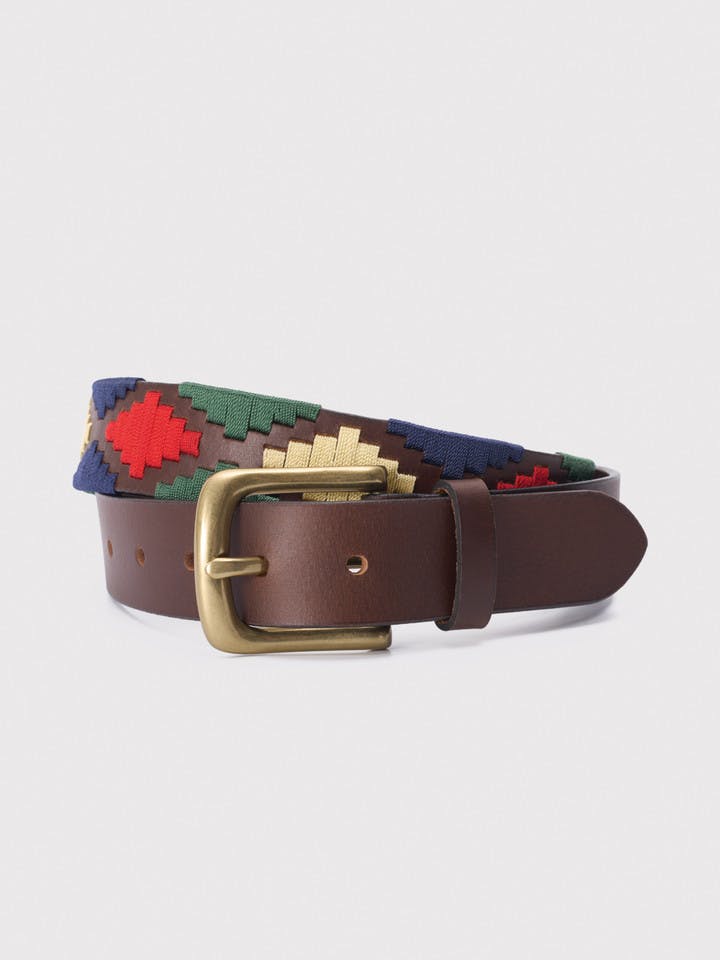 Men's Red Leather Polo Belt