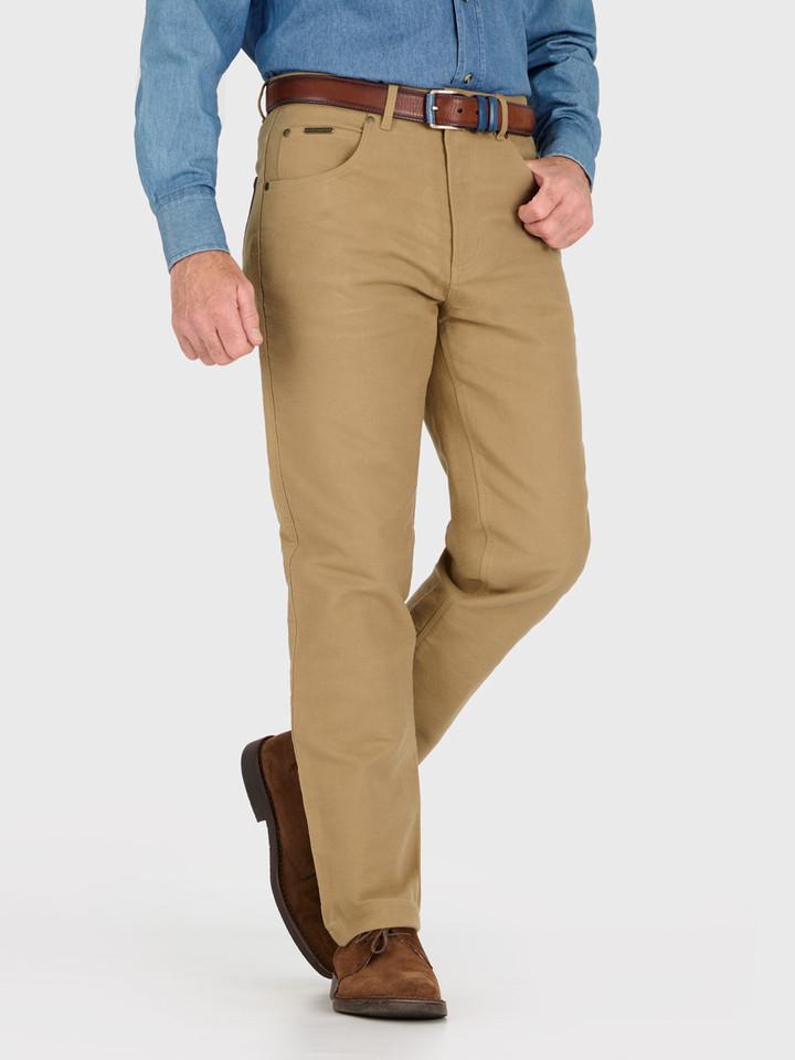 Men's Biscuit Beige Moleskin Jeans On Model