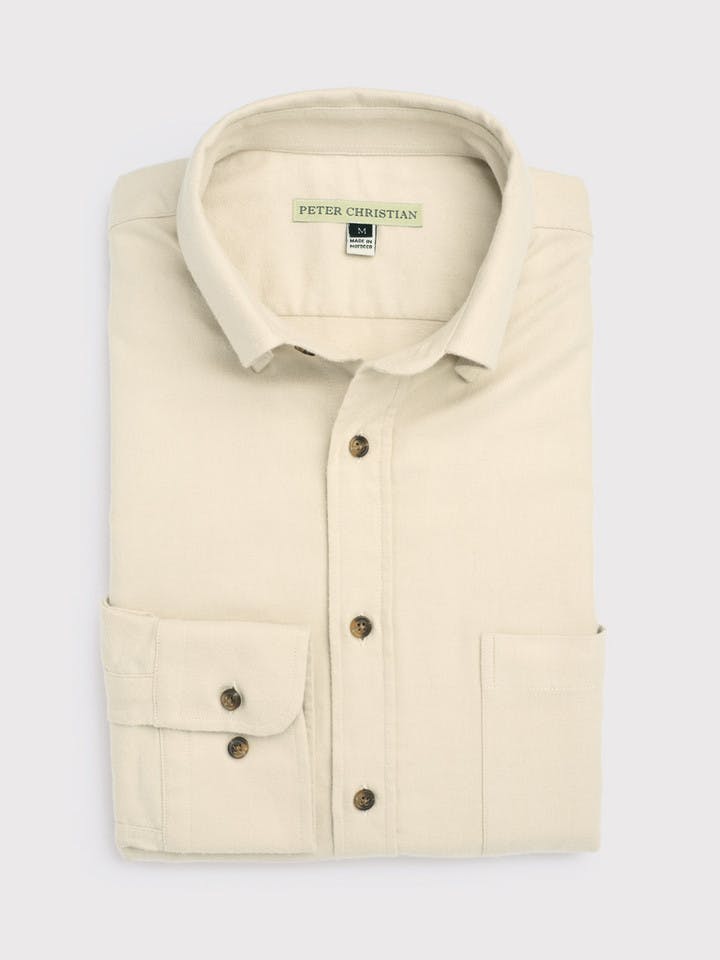 Men's Stone Beige Brushed Cotton Shirt