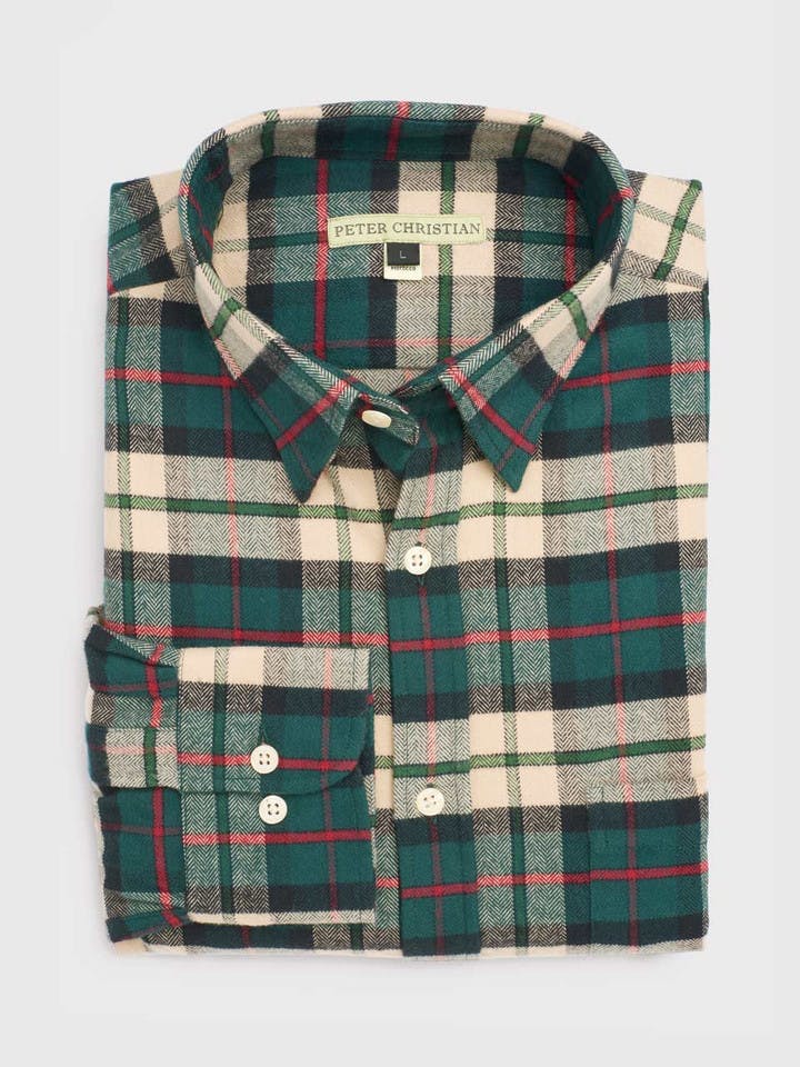 Men's Green Flannel Check Shirt