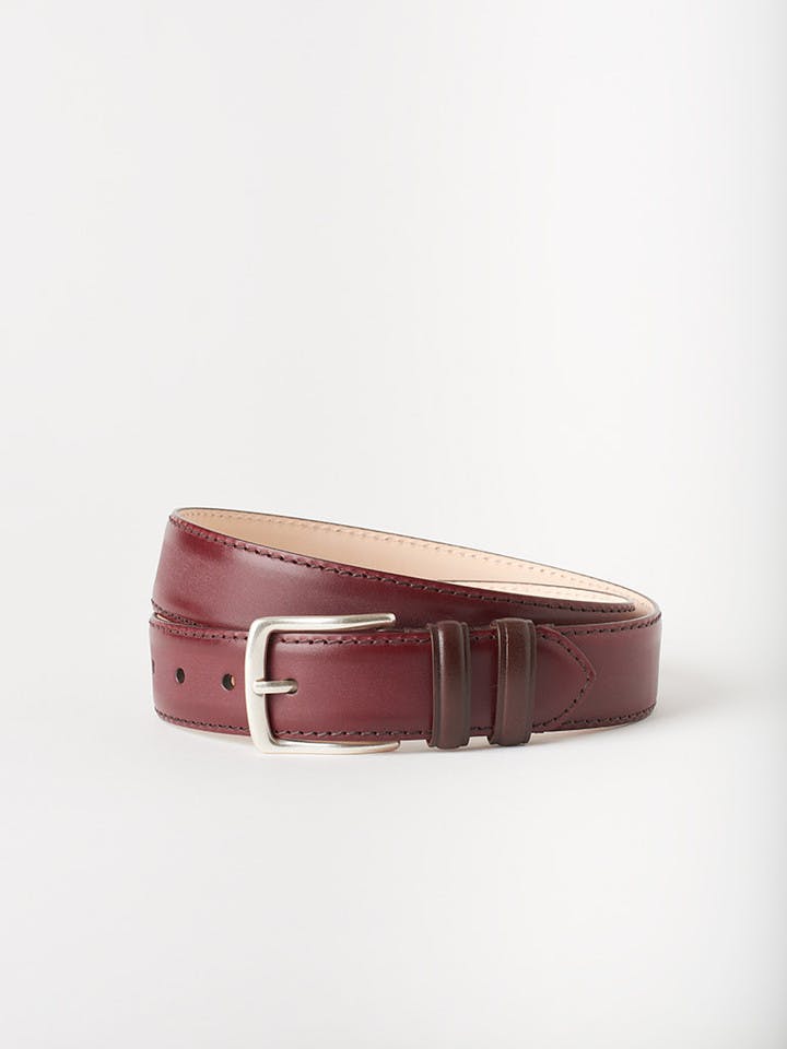 Burgundy Red/Brown Madrid Leather Belt