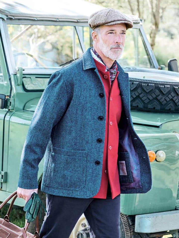 Blue Herringbone Harris Tweed Chore Jacket