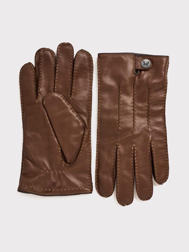 Men's Brown Leather Sheepskin Gloves