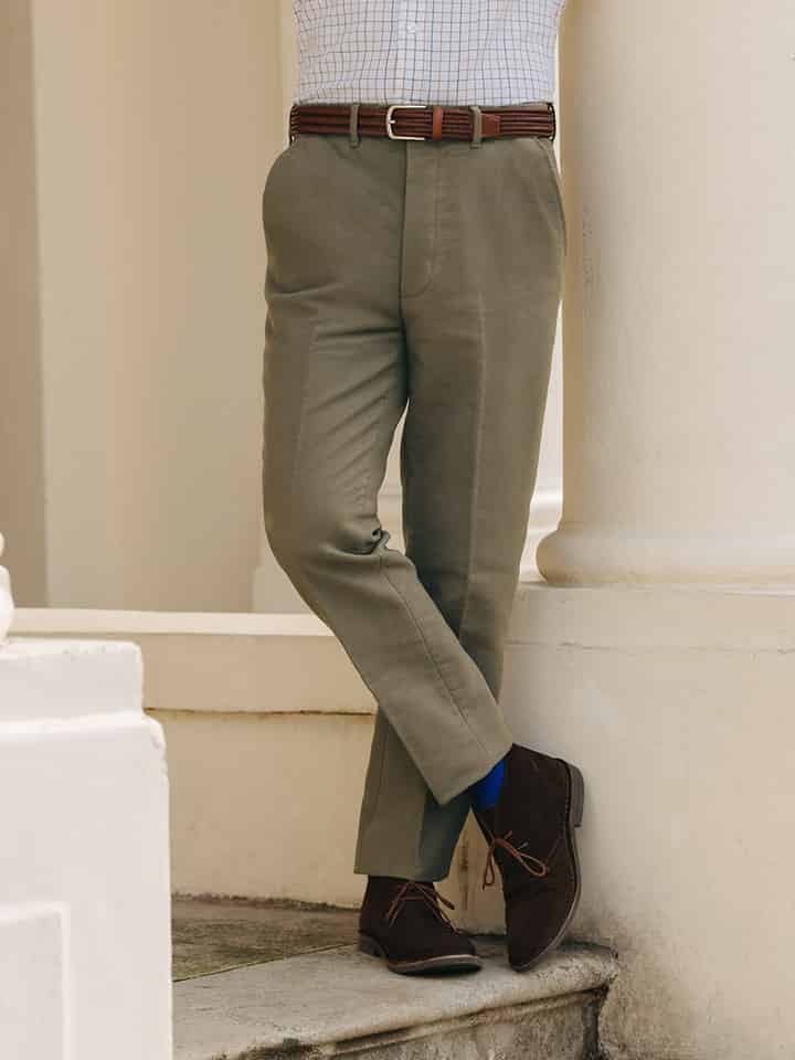 Men's Loden Green Moleskin Trousers Legs