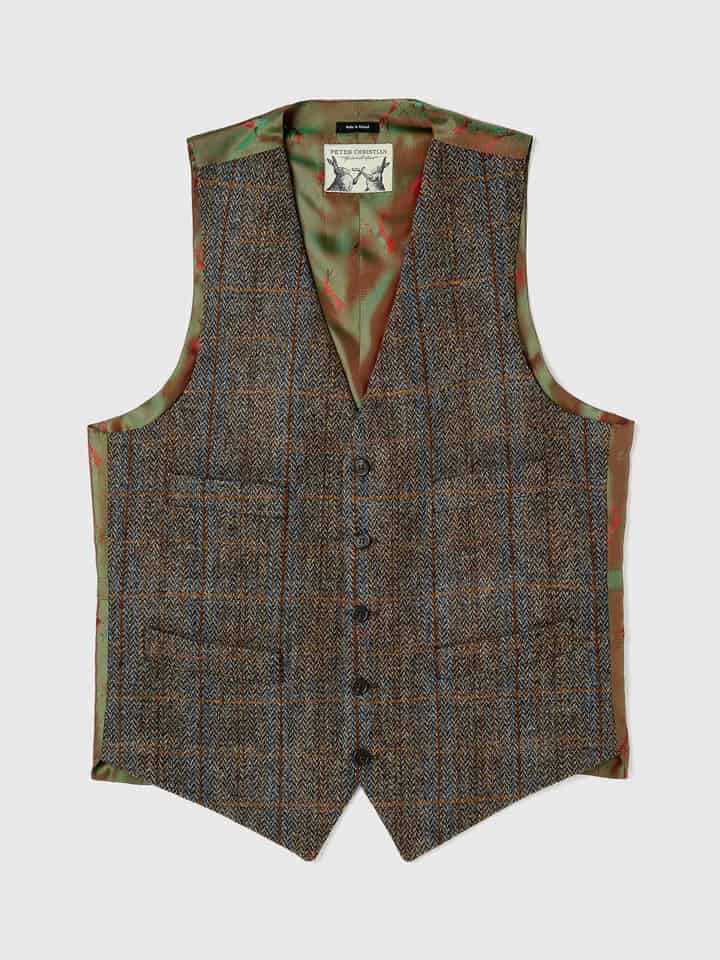 Men's Green Brown Harris Tweed® Waistcoat