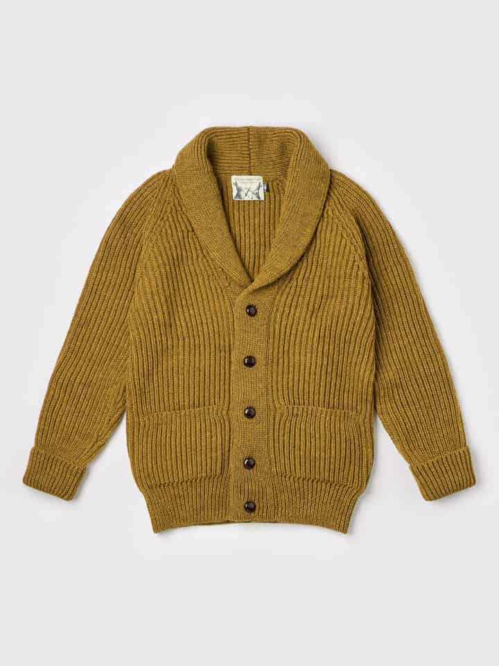 Men's Mustard Yellow Shawl Neck Cardigan