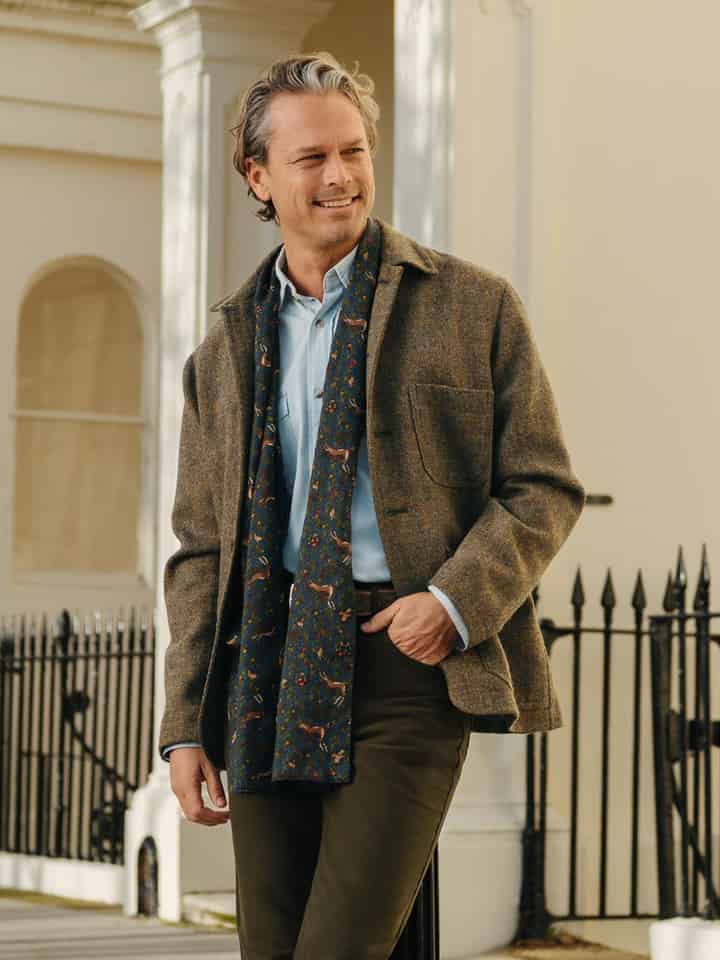 Men's Lichen Harris Tweed® Chore Jacket on model
