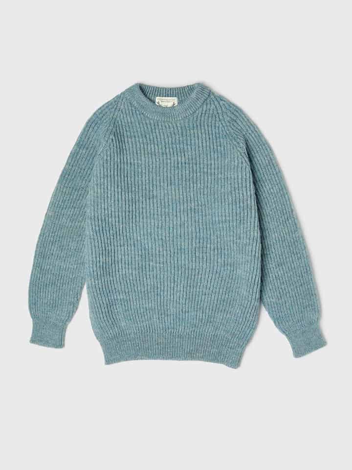 Blue Ribbed Fisherman Jumper Flat