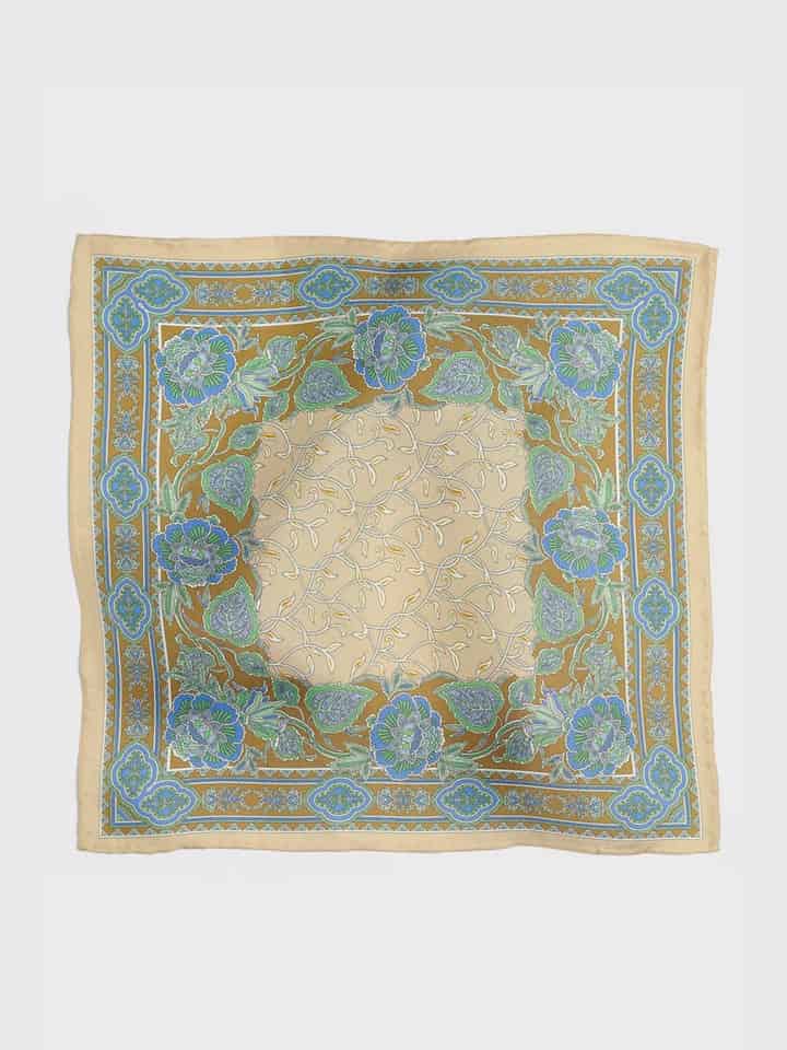 Men's Olive Green Floral Pocket Square