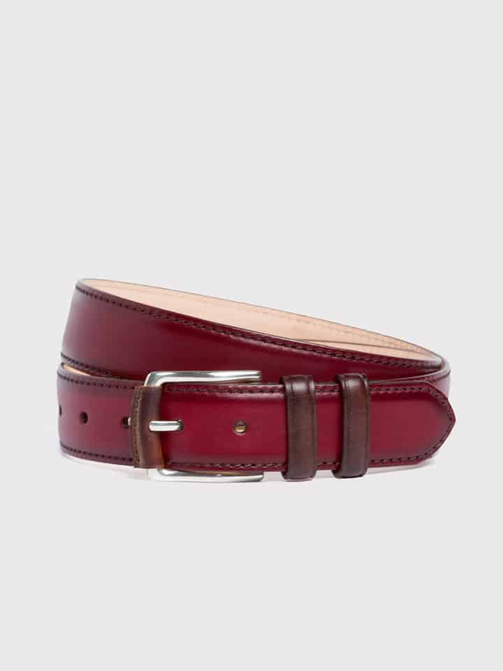Burgundy Red/Brown Madrid Leather Belt