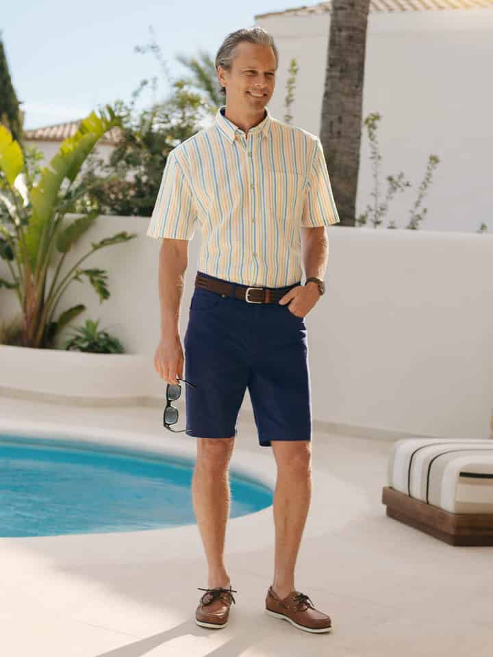 Mens Navy Jeano Shorts on Model