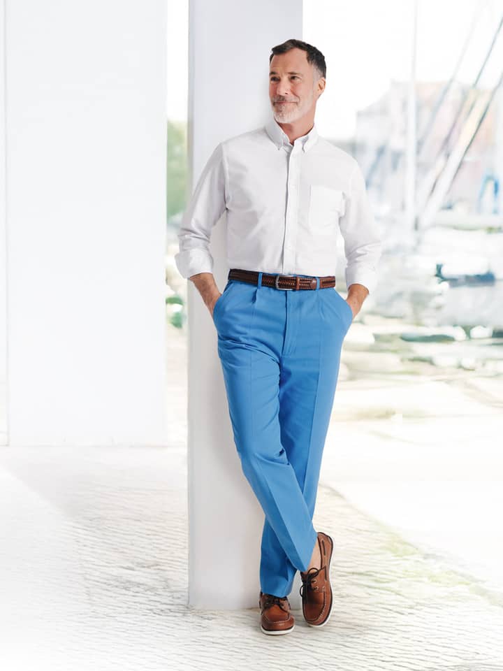 Complete the Look with Men's Blue Pleated Chinos