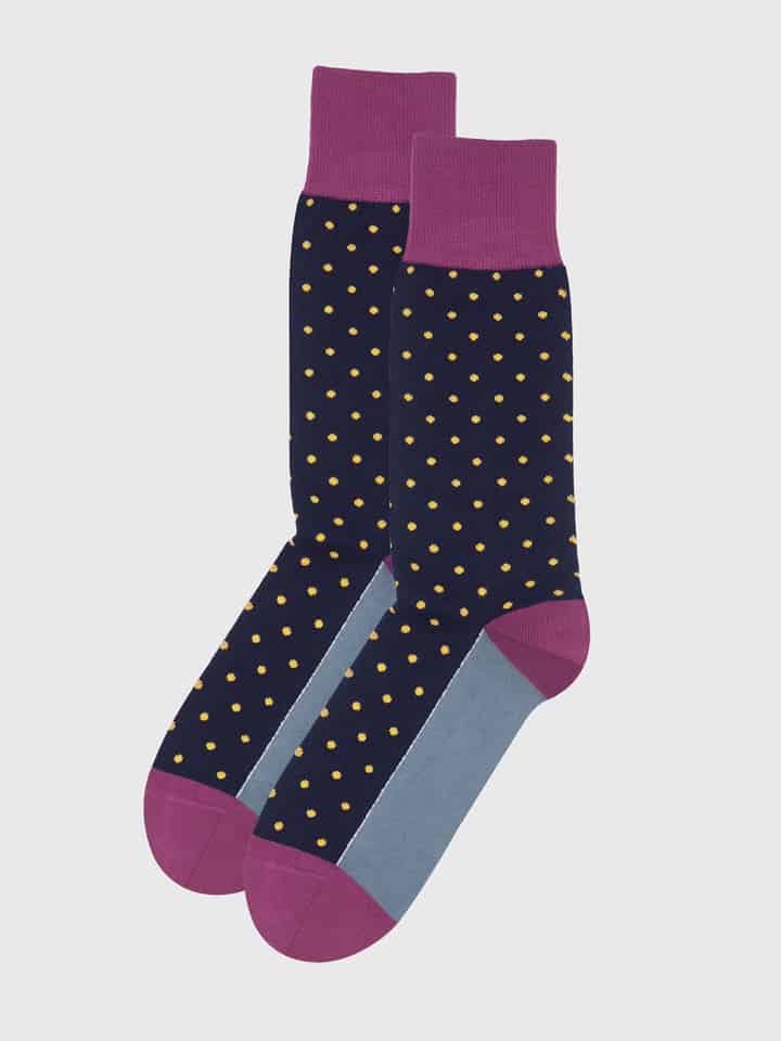 Mens Navy Polka Dot Socks