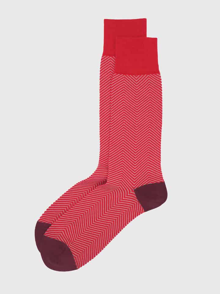 Mens Red Lux Taylor Zigzag socks