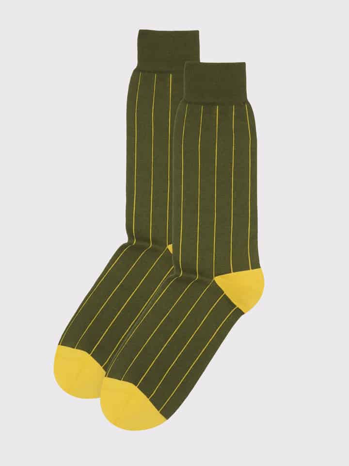 Mens Green Pin Stripe Egyptian Cotton Socks
