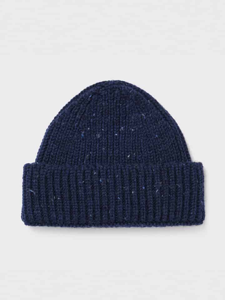 Navy Wool Beanie Hat