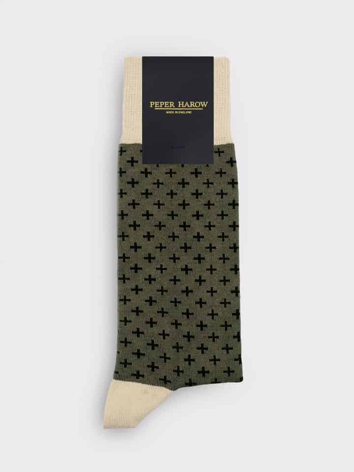 Green crosslet supima cotton socks