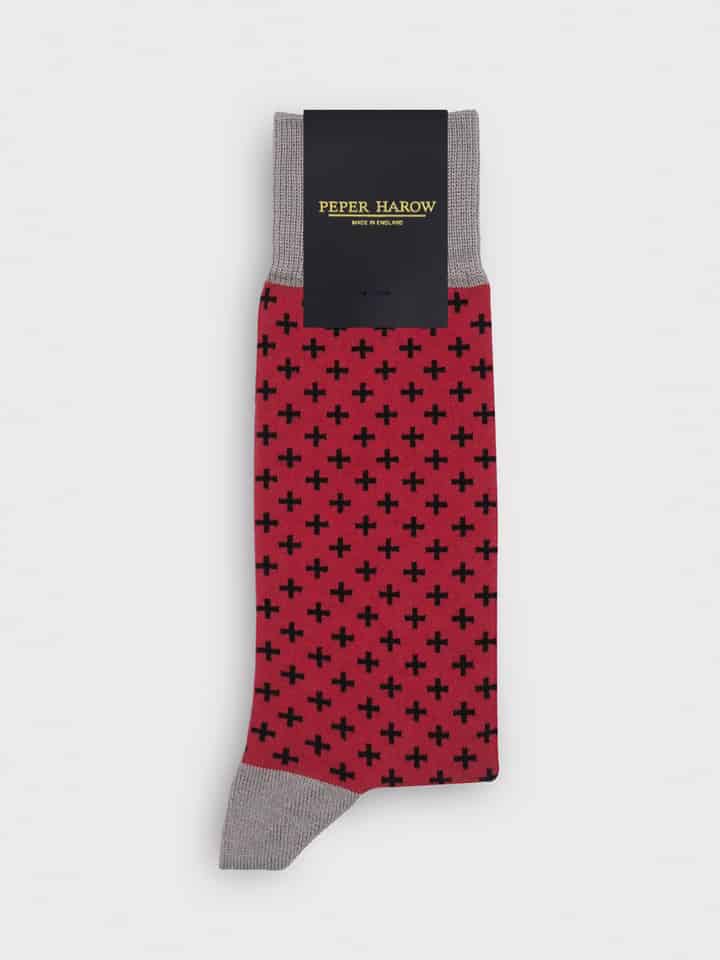 Red crosslet supima cotton socks